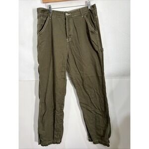 S.O.N.G Carpenter Jeans High Rise Women's Size 17/33 Olive Green  Button Fly Y2K